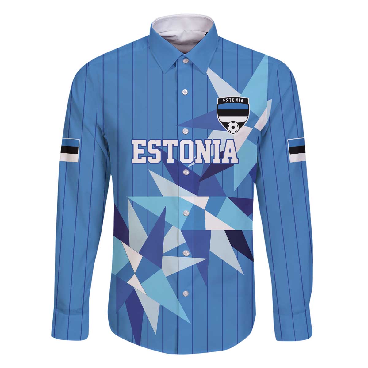 Custom Estonia Football Family Matching Off The Shoulder Long Sleeve Dress and Hawaiian Shirt Retro Jersey Blue Version