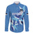 Custom Estonia Football Family Matching Off The Shoulder Long Sleeve Dress and Hawaiian Shirt Retro Jersey Blue Version
