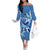Custom Estonia Football Family Matching Off The Shoulder Long Sleeve Dress and Hawaiian Shirt Retro Jersey Blue Version