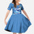 Custom Estonia Football Family Matching Off Shoulder Maxi Dress and Hawaiian Shirt Retro Jersey Blue Version