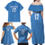 Custom Estonia Football Family Matching Off Shoulder Maxi Dress and Hawaiian Shirt Retro Jersey Blue Version