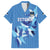 Custom Estonia Football Family Matching Off Shoulder Maxi Dress and Hawaiian Shirt Retro Jersey Blue Version