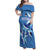 Custom Estonia Football Family Matching Off Shoulder Maxi Dress and Hawaiian Shirt Retro Jersey Blue Version