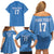 Custom Estonia Football Family Matching Off Shoulder Short Dress and Hawaiian Shirt Retro Jersey Blue Version
