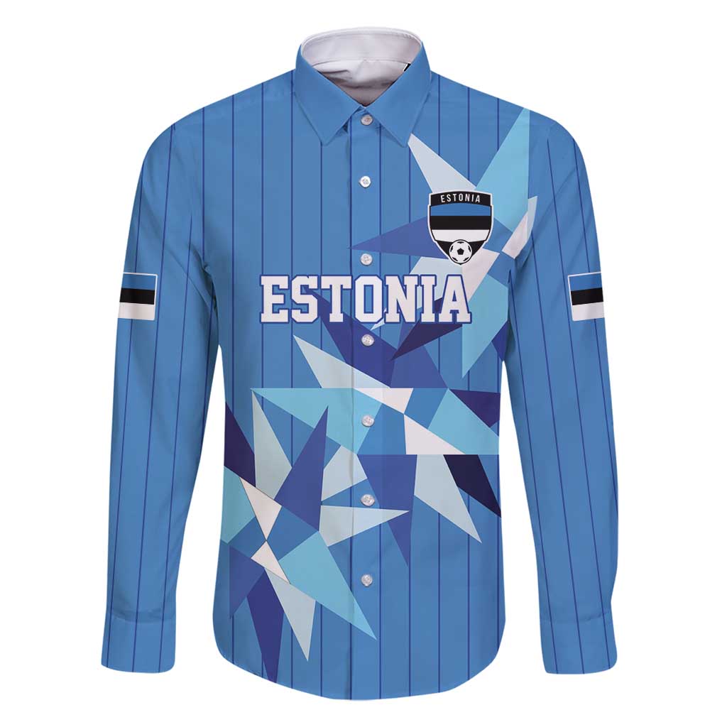 Custom Estonia Football Family Matching Off Shoulder Short Dress and Hawaiian Shirt Retro Jersey Blue Version