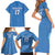 Custom Estonia Football Family Matching Short Sleeve Bodycon Dress and Hawaiian Shirt Retro Jersey Blue Version