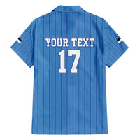 Custom Estonia Football Family Matching Short Sleeve Bodycon Dress and Hawaiian Shirt Retro Jersey Blue Version