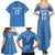 Custom Estonia Football Family Matching Summer Maxi Dress and Hawaiian Shirt Retro Jersey Blue Version
