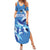 Custom Estonia Football Family Matching Summer Maxi Dress and Hawaiian Shirt Retro Jersey Blue Version