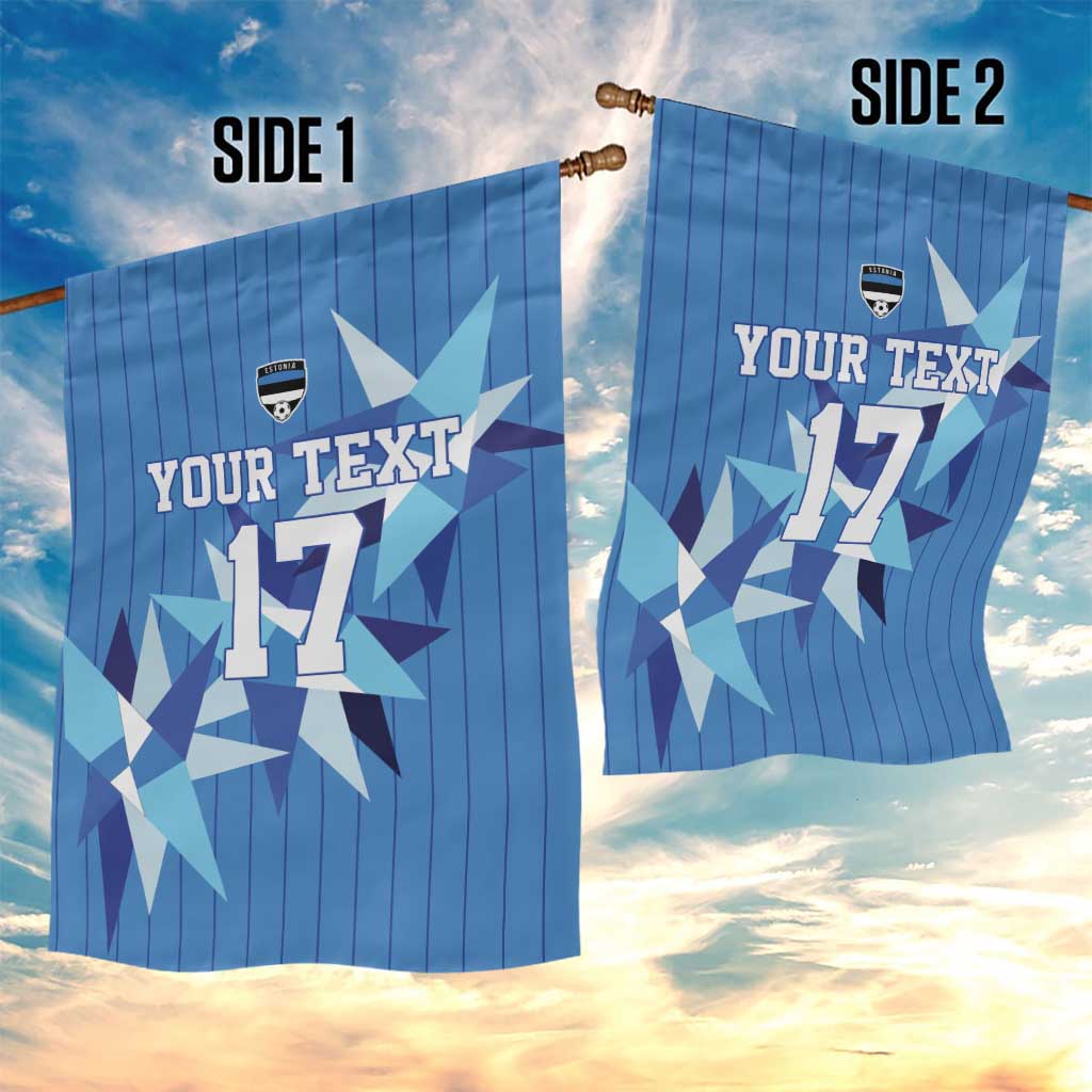 Custom Estonia Football Garden Flag Retro Jersey Blue Version
