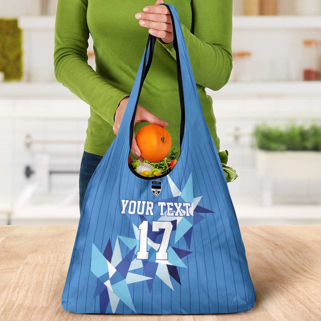 Custom Estonia Football Grocery Bag Retro Jersey Blue Version