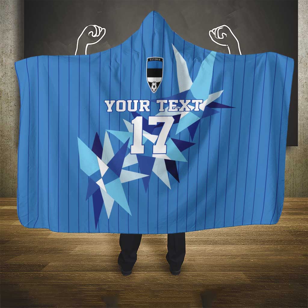 Custom Estonia Football Hooded Blanket Retro Jersey Blue Version