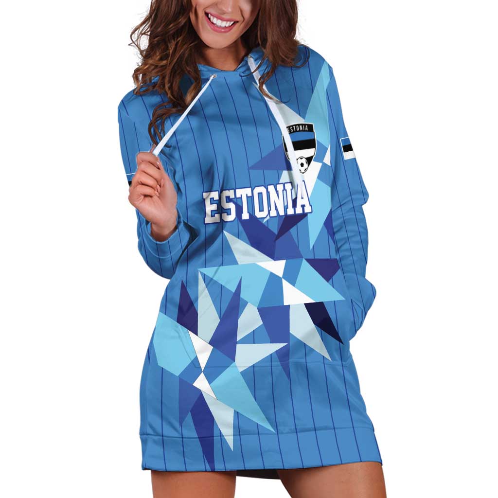 Custom Estonia Football Hoodie Dress Retro Jersey Blue Version