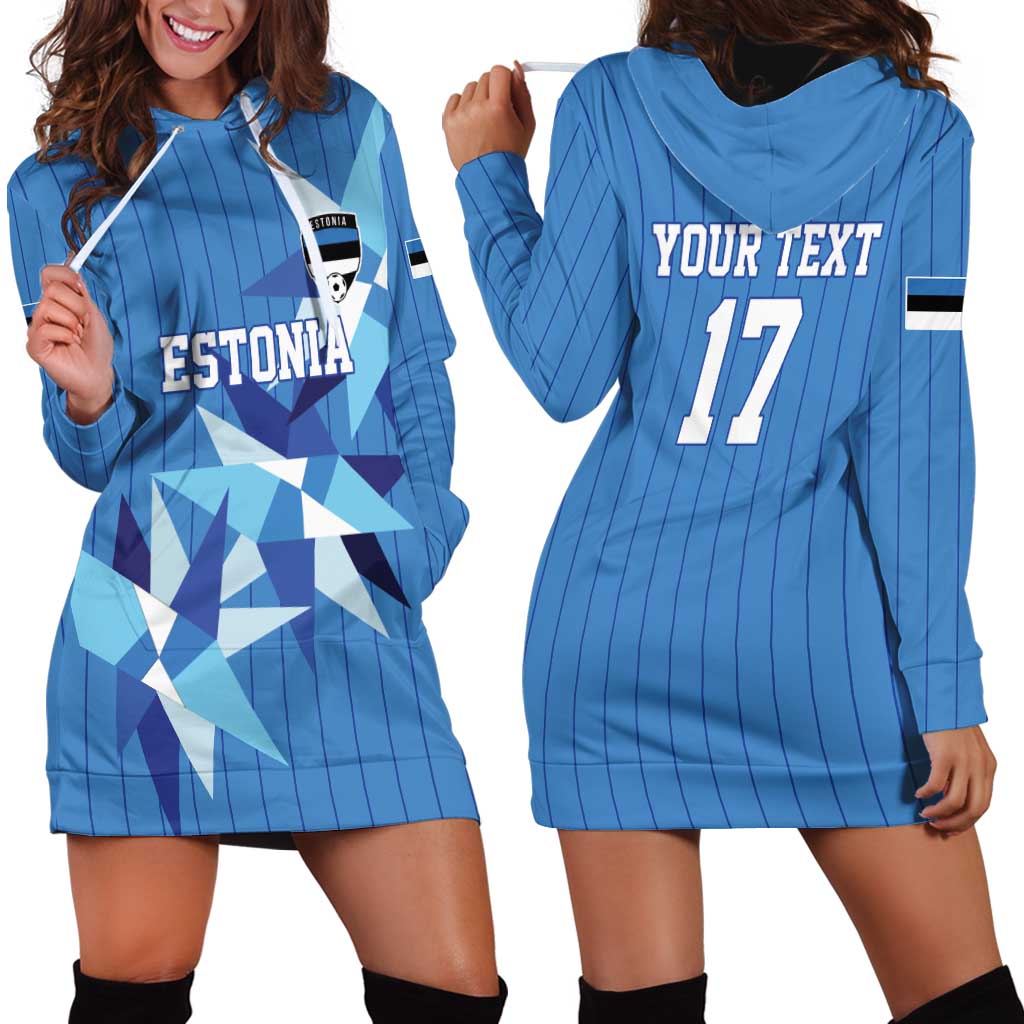 Custom Estonia Football Hoodie Dress Retro Jersey Blue Version