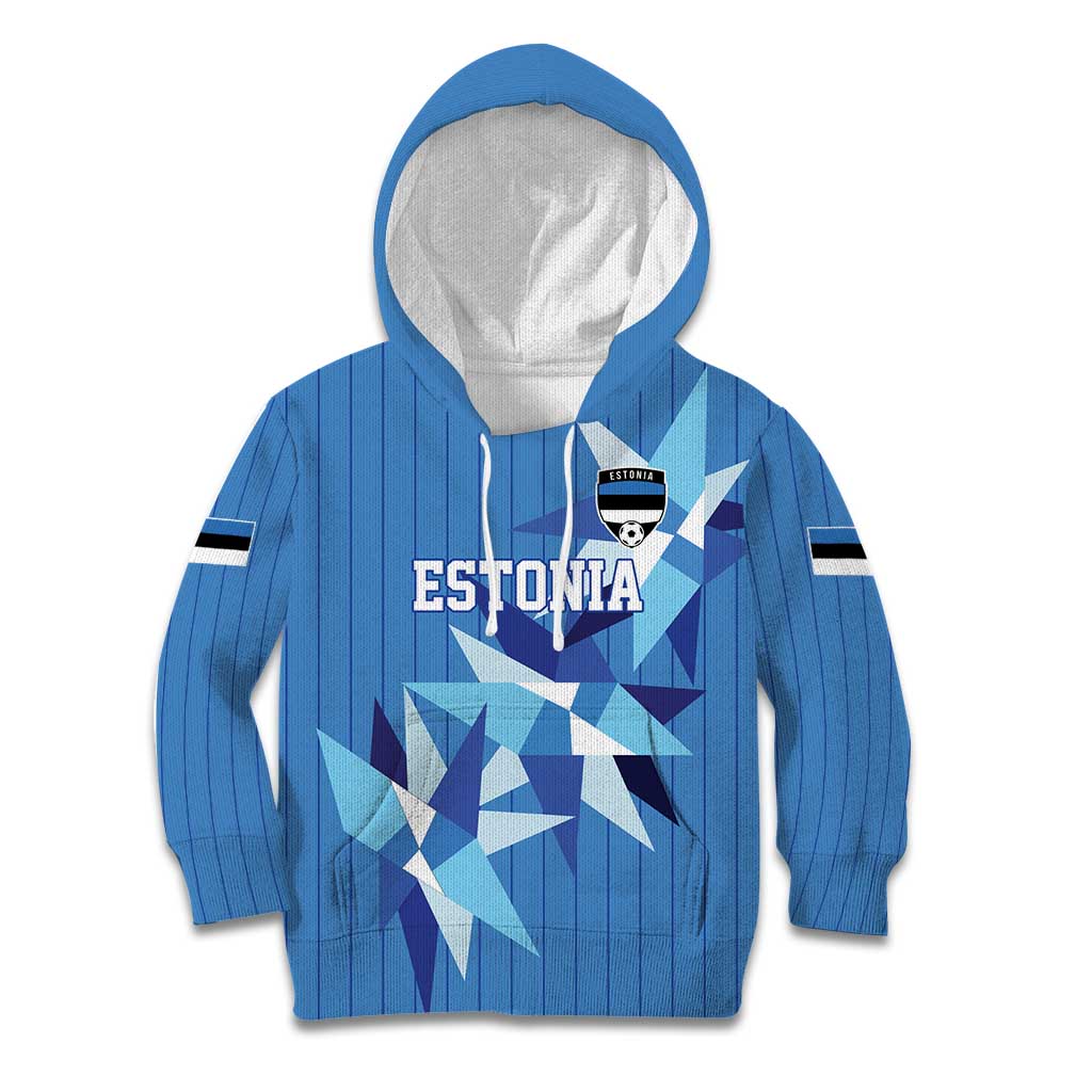 Custom Estonia Football Kid Hoodie Retro Jersey Blue Version