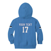Custom Estonia Football Kid Hoodie Retro Jersey Blue Version