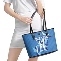 Custom Estonia Football Leather Tote Bag Retro Jersey Blue Version