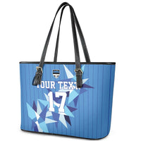 Custom Estonia Football Leather Tote Bag Retro Jersey Blue Version