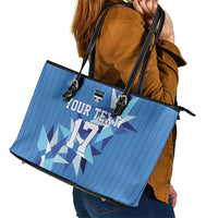 Custom Estonia Football Leather Tote Bag Retro Jersey Blue Version