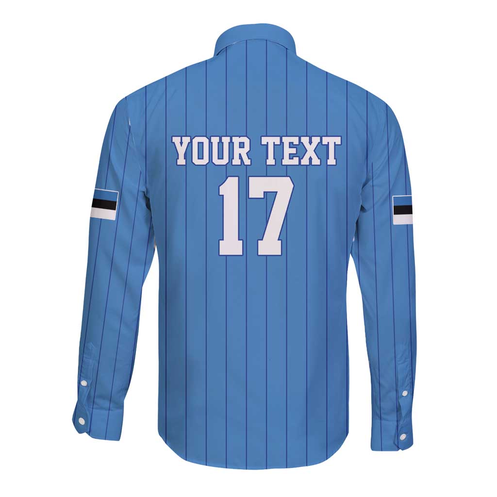 Custom Estonia Football Long Sleeve Button Shirt Retro Jersey Blue Version
