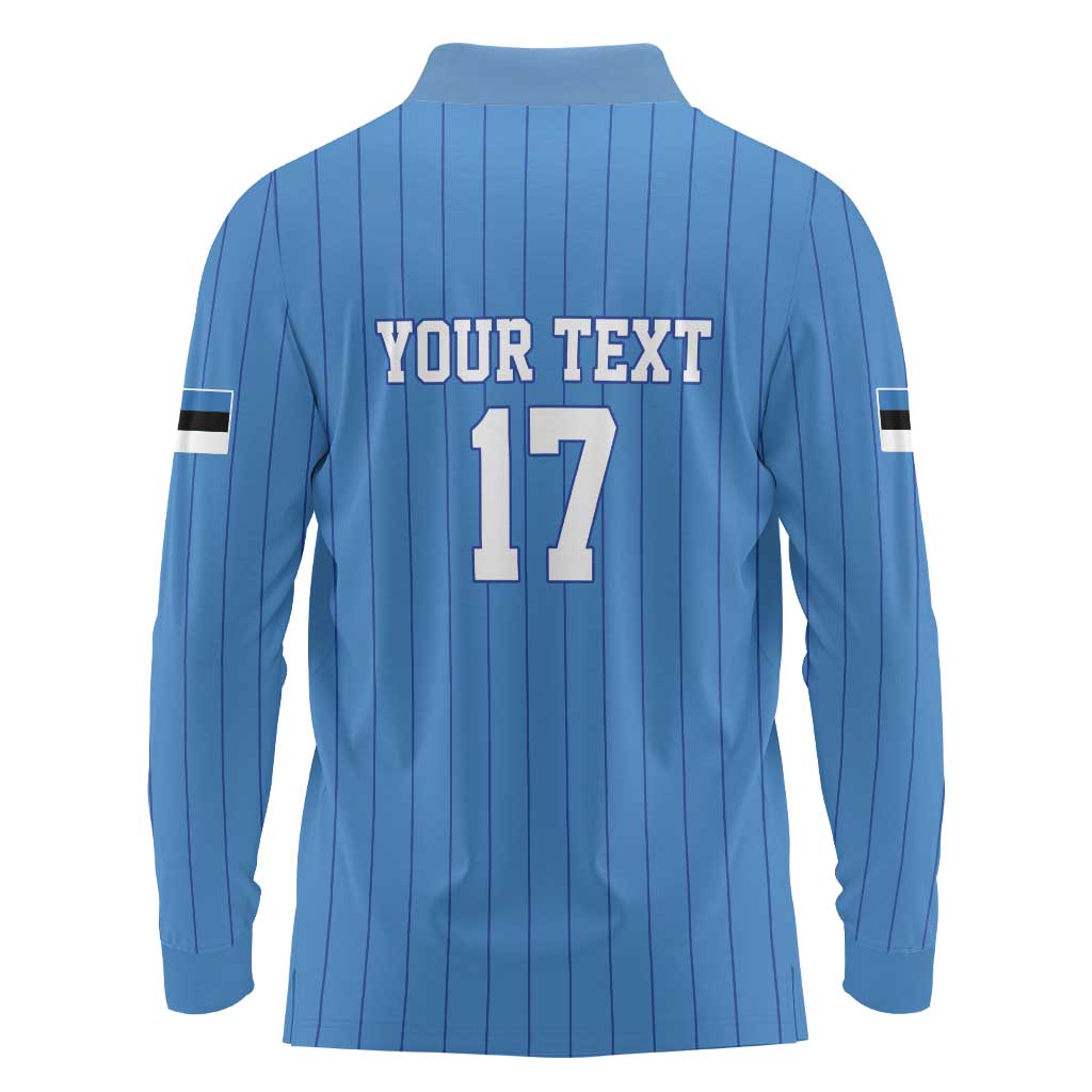 Custom Estonia Football Long Sleeve Polo Shirt Retro Jersey Blue Version