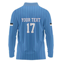 Custom Estonia Football Long Sleeve Polo Shirt Retro Jersey Blue Version