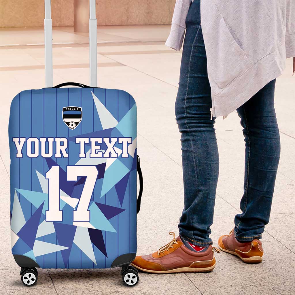 Custom Estonia Football Luggage Cover Retro Jersey Blue Version