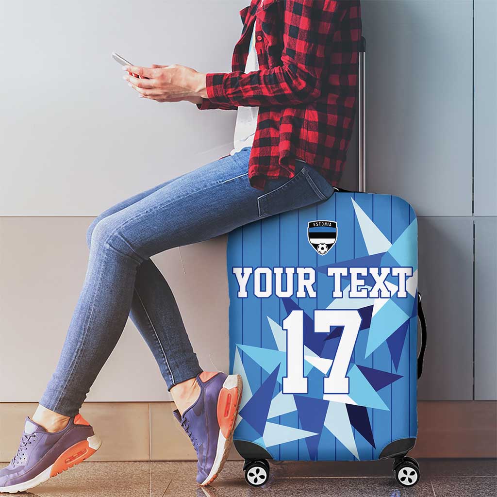 Custom Estonia Football Luggage Cover Retro Jersey Blue Version