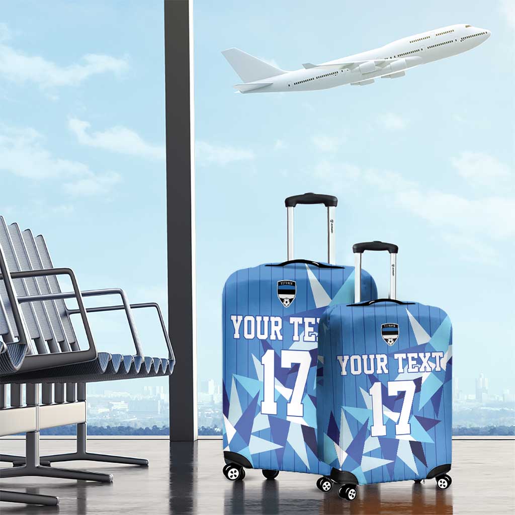 Custom Estonia Football Luggage Cover Retro Jersey Blue Version