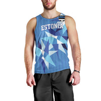 Custom Estonia Football Men Tank Top Retro Jersey Blue Version
