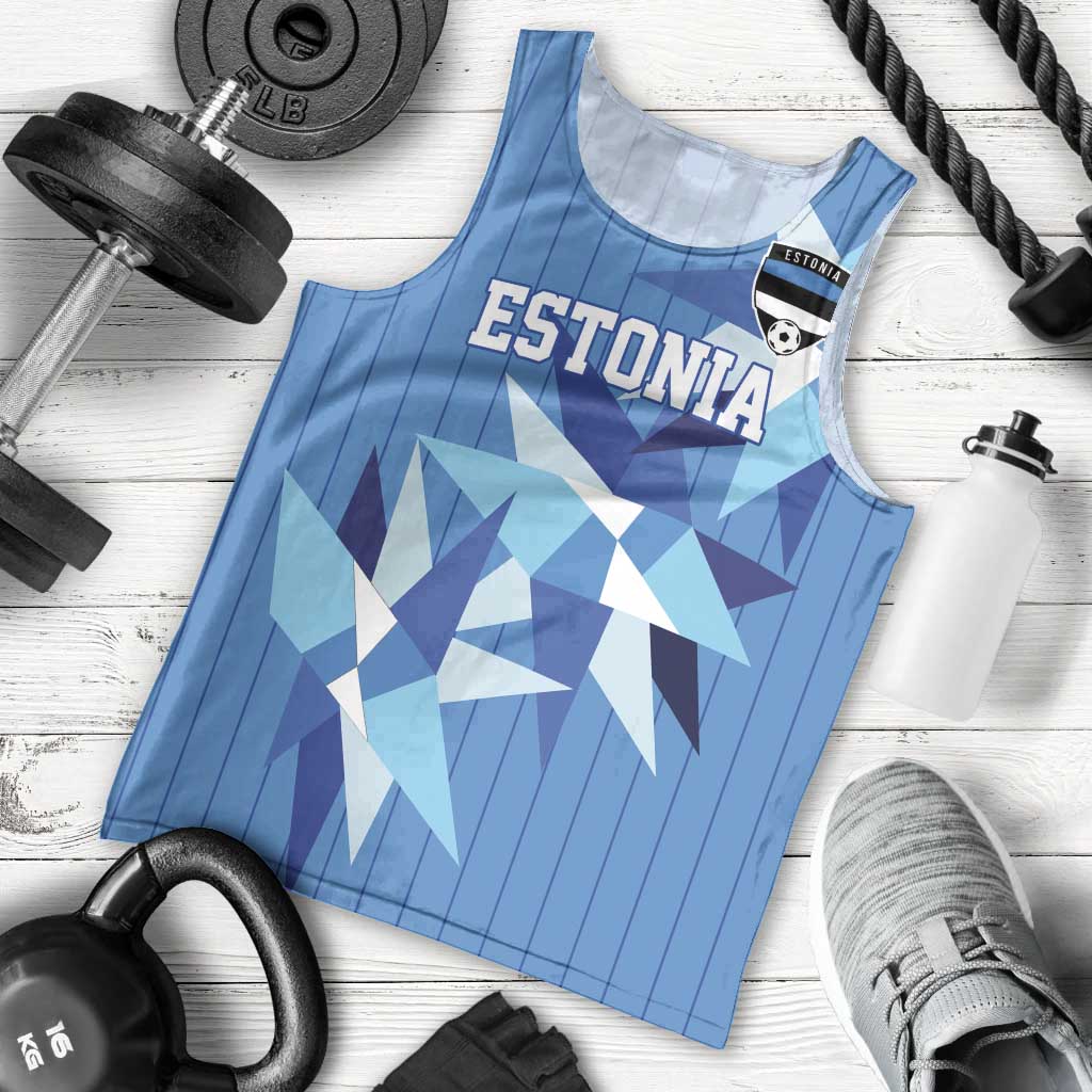 Custom Estonia Football Men Tank Top Retro Jersey Blue Version