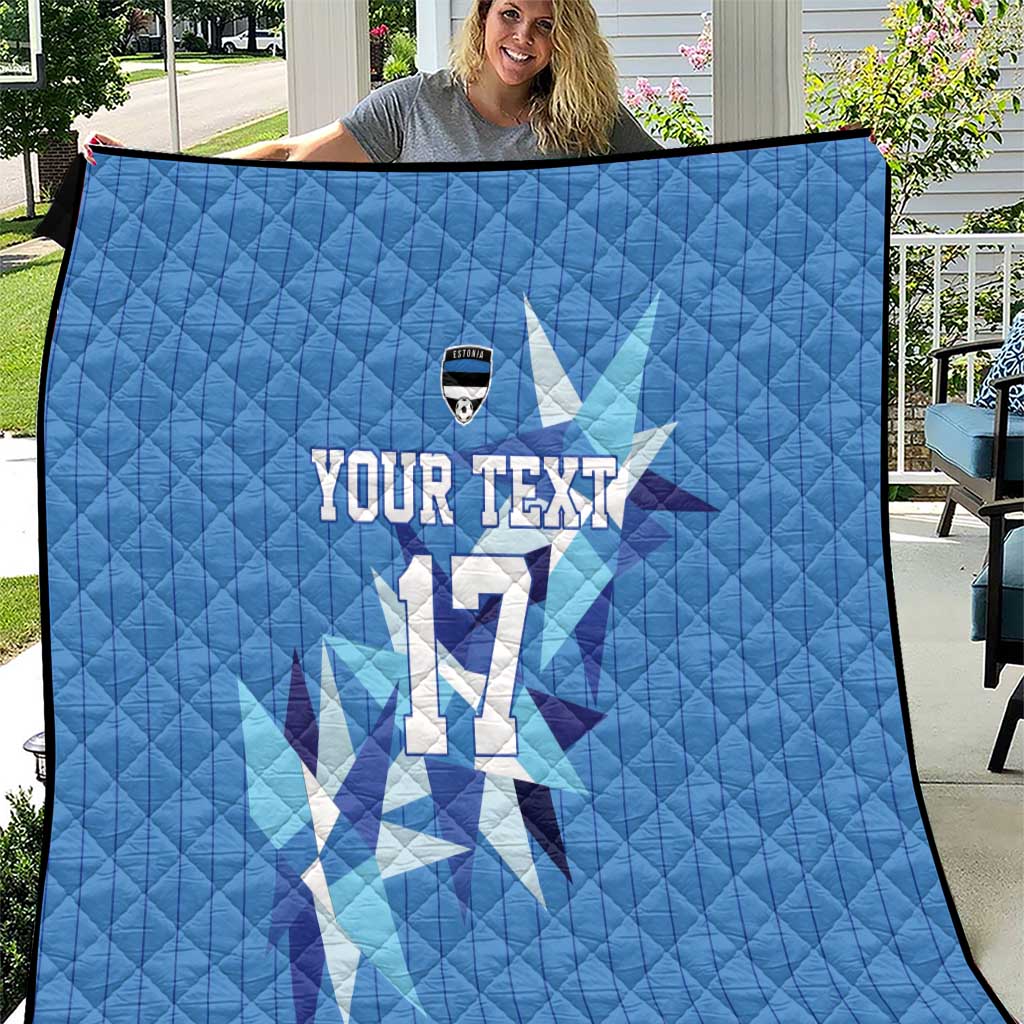 Custom Estonia Football Quilt Retro Jersey Blue Version