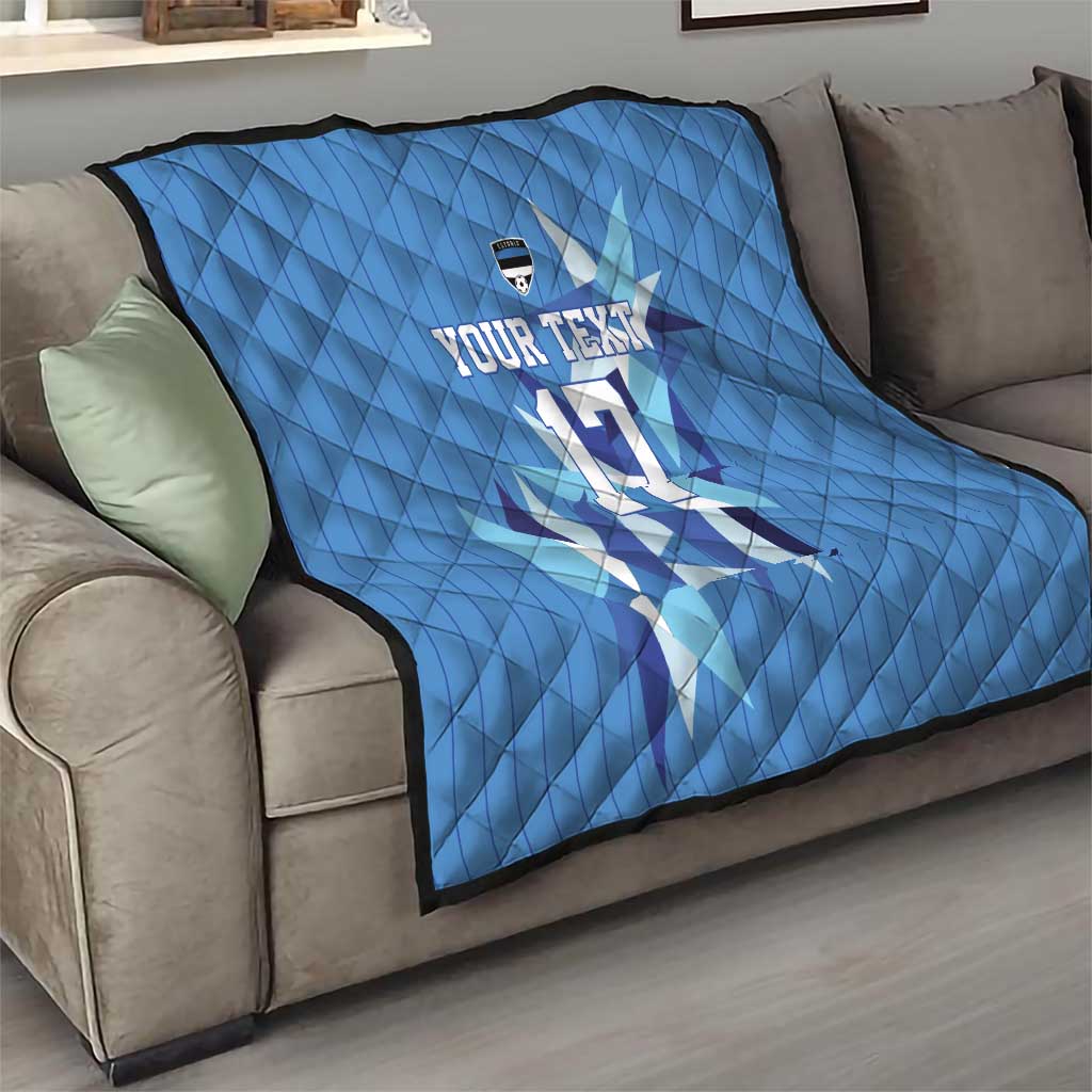 Custom Estonia Football Quilt Retro Jersey Blue Version