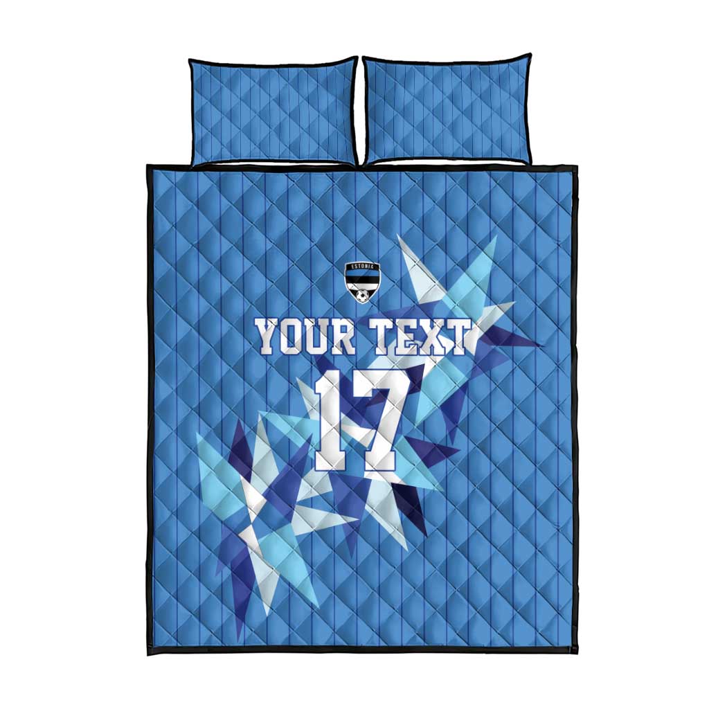 Custom Estonia Football Quilt Bed Set Retro Jersey Blue Version