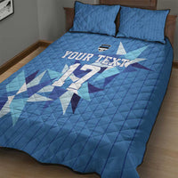 Custom Estonia Football Quilt Bed Set Retro Jersey Blue Version