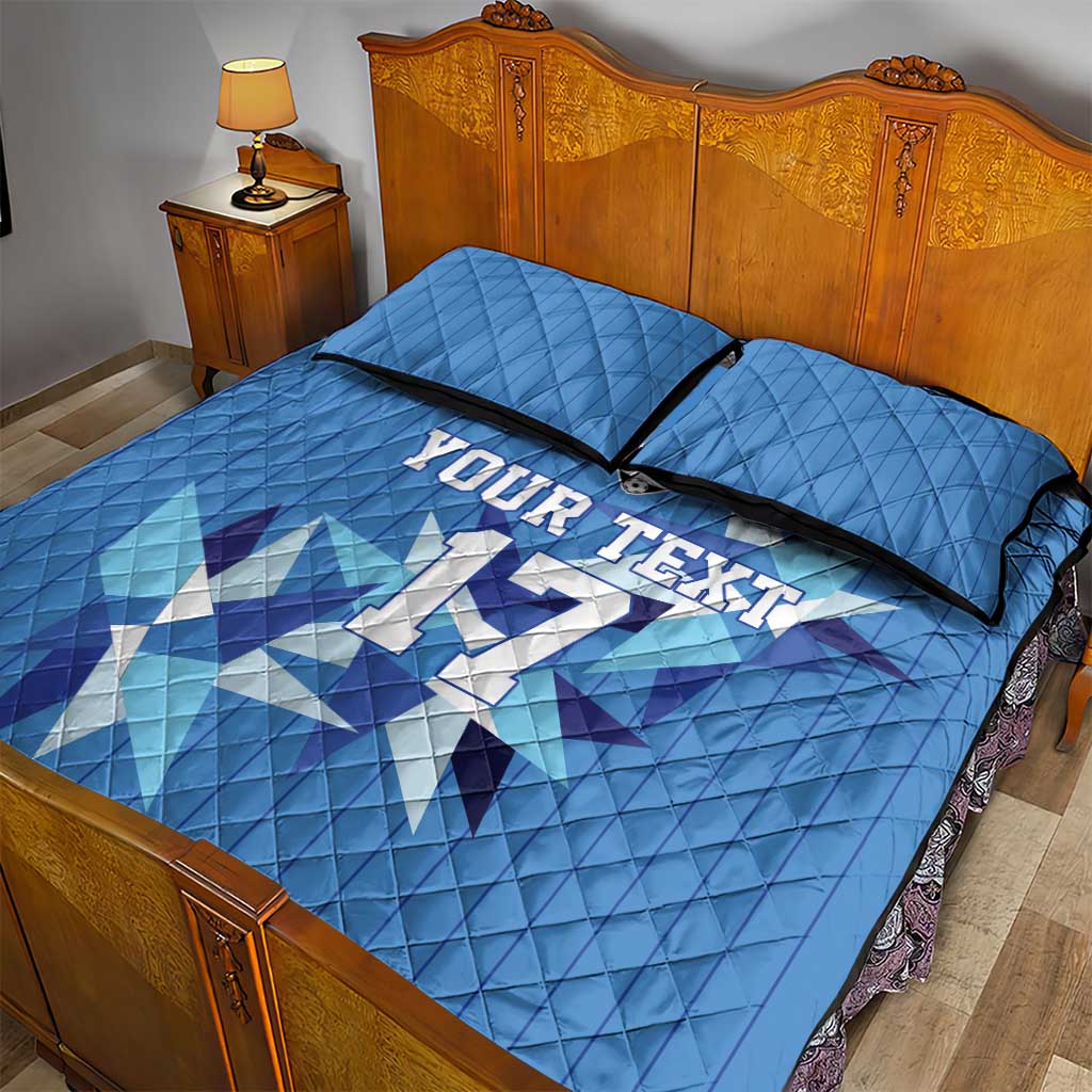 Custom Estonia Football Quilt Bed Set Retro Jersey Blue Version