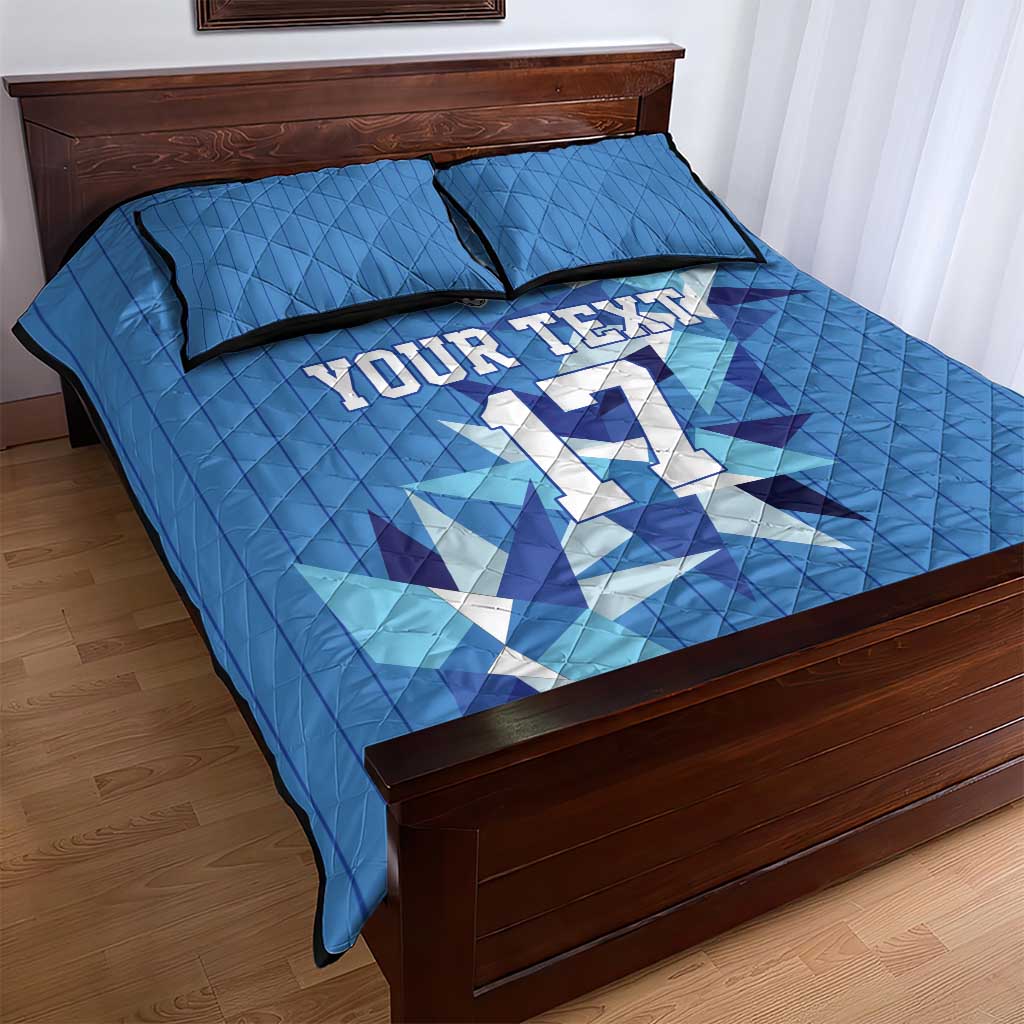 Custom Estonia Football Quilt Bed Set Retro Jersey Blue Version