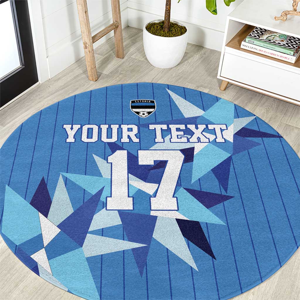Custom Estonia Football Round Carpet Retro Jersey Blue Version