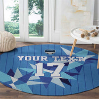 Custom Estonia Football Round Carpet Retro Jersey Blue Version