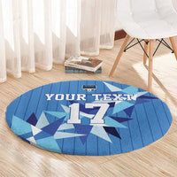 Custom Estonia Football Round Carpet Retro Jersey Blue Version