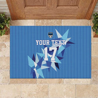 Custom Estonia Football Rubber Doormat Retro Jersey Blue Version