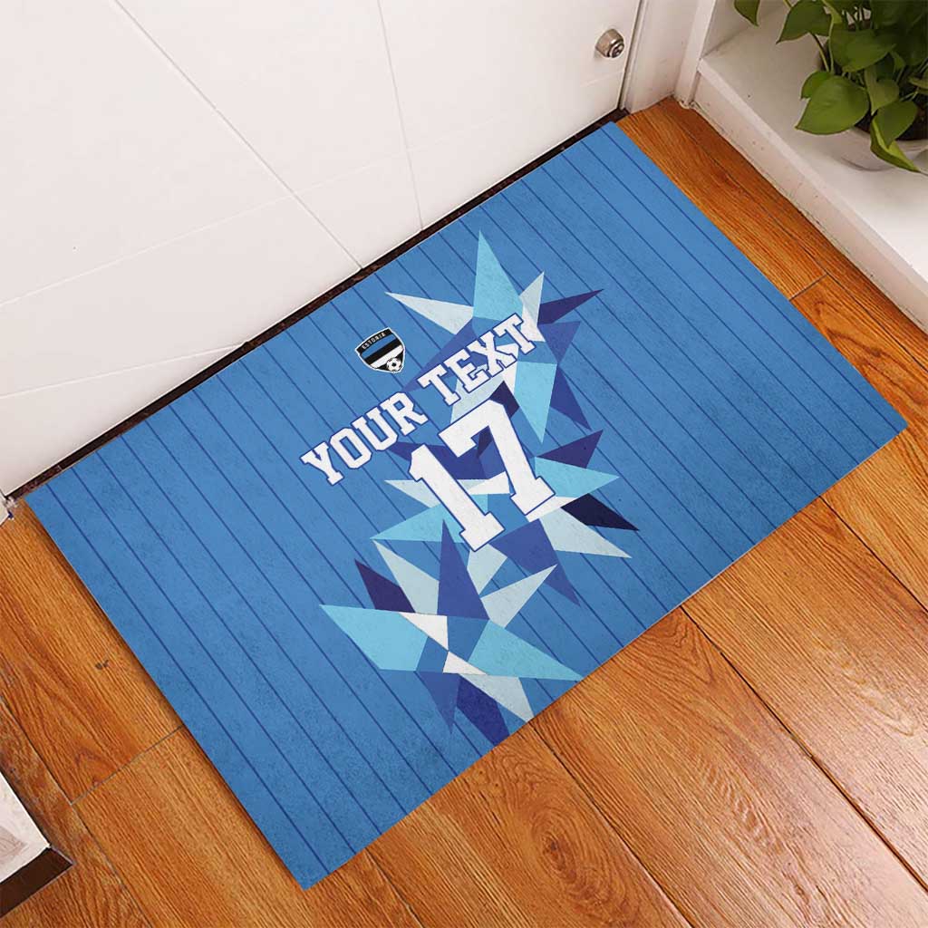 Custom Estonia Football Rubber Doormat Retro Jersey Blue Version