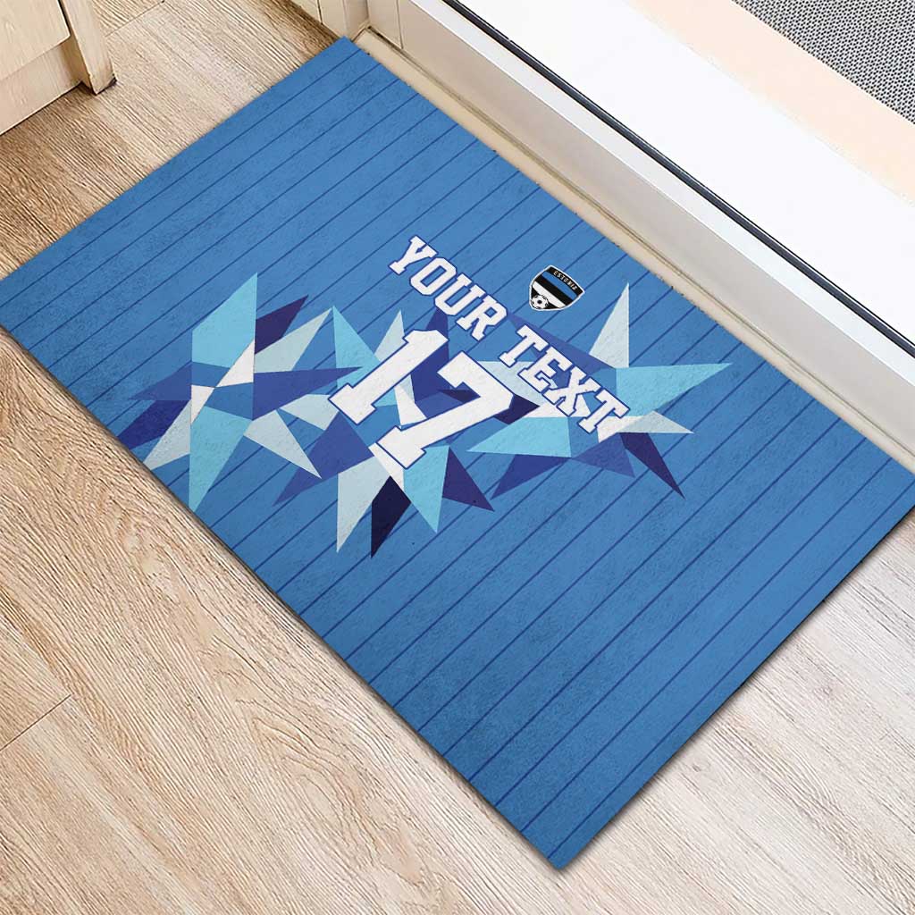 Custom Estonia Football Rubber Doormat Retro Jersey Blue Version