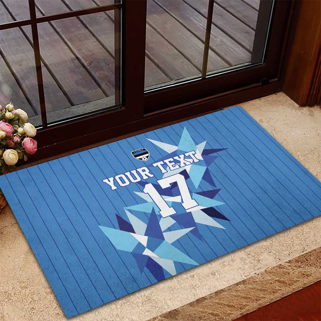 Custom Estonia Football Rubber Doormat Retro Jersey Blue Version