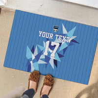 Custom Estonia Football Rubber Doormat Retro Jersey Blue Version