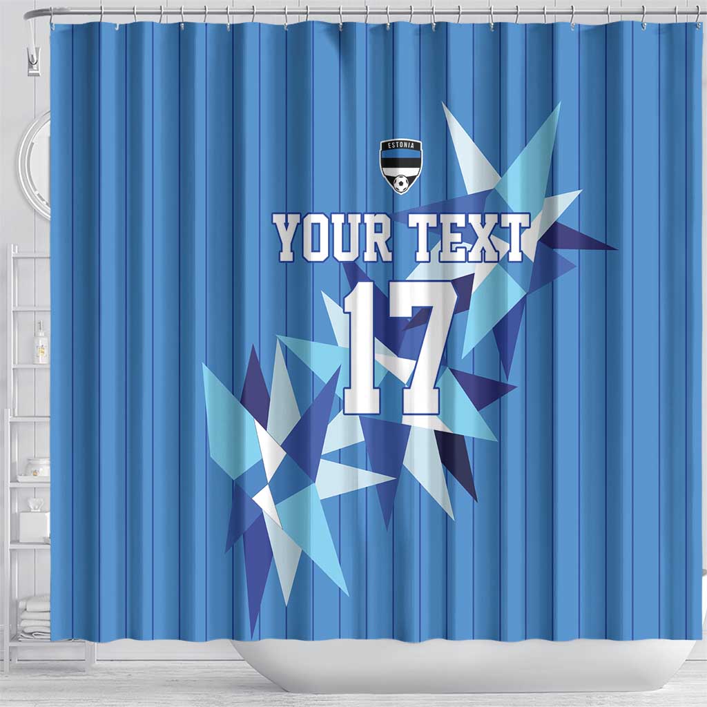 Custom Estonia Football Shower Curtain Retro Jersey Blue Version