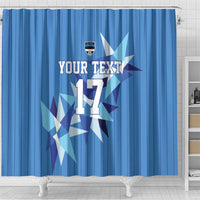 Custom Estonia Football Shower Curtain Retro Jersey Blue Version