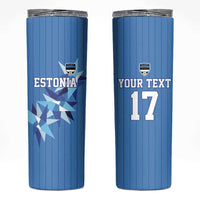 Custom Estonia Football Skinny Tumbler Retro Jersey Blue Version