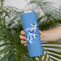 Custom Estonia Football Skinny Tumbler Retro Jersey Blue Version