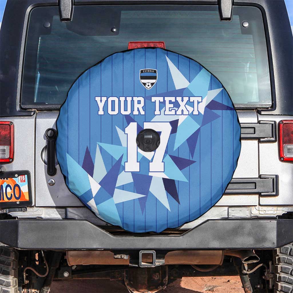 Custom Estonia Football Spare Tire Cover Retro Jersey Blue Version